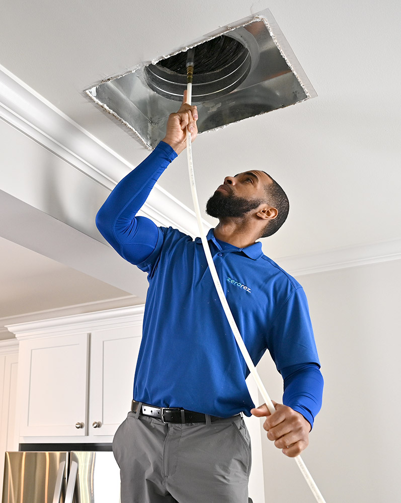 A Zerorez Calgary professional expertly cleans air ducts and other hard-to-reach places - call for our maid cleaning services in Calgary today!